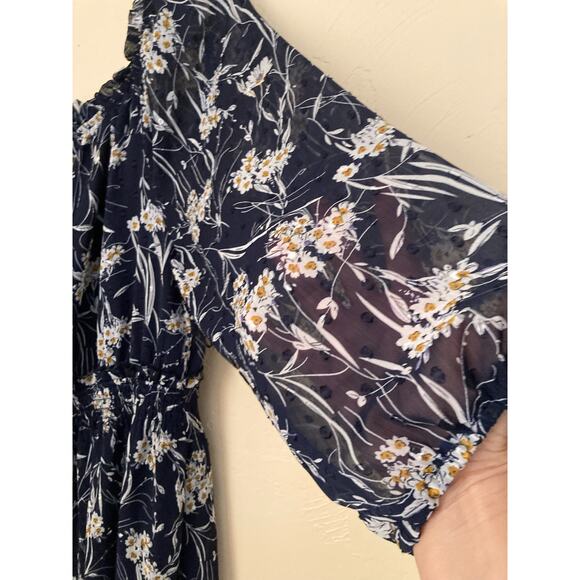 Ryan Michelle Women's Dress Size XL Dark Navy Blue Floral Off The Shoulder NWOT - Picture 5 of 7